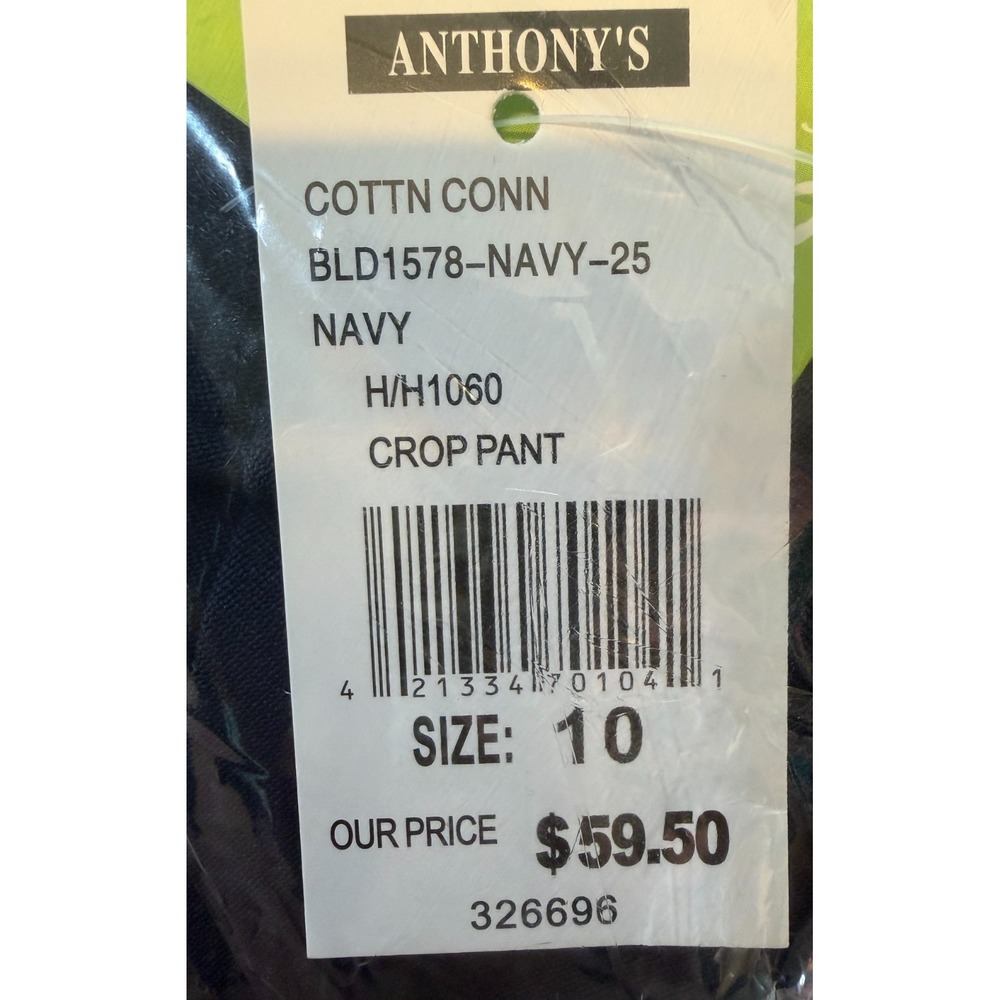Anthony's Resort Wear Navy Crop Pants Scallop Hem Stretch Preppy Coastal Size 10 - Picture 11 of 12
